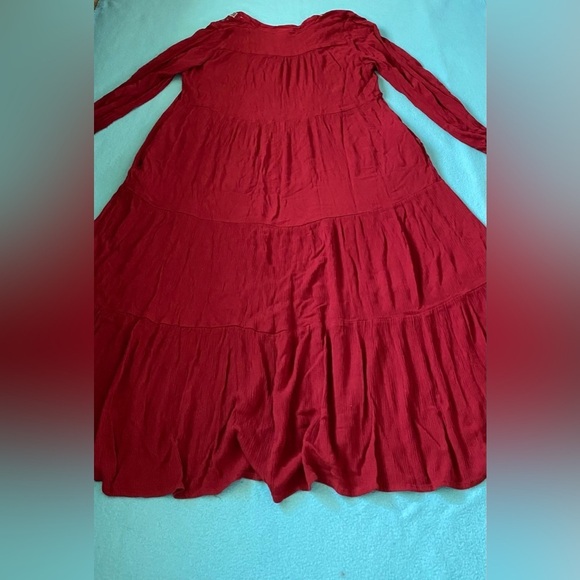 KNOX ROSE maxi embroidered tiered boho gauze 2 pockets 46” long NEW size 2X - Picture 3 of 9